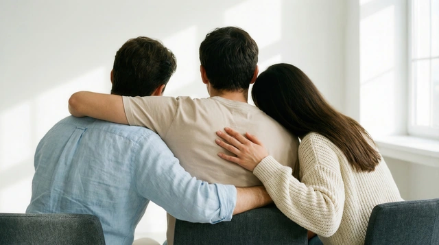 Nevada family members comforting one another after the death of a joint property owner