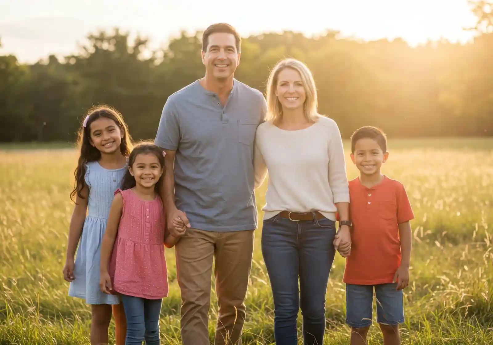 A Nevada family standing together after inheriting a home by deed upon death