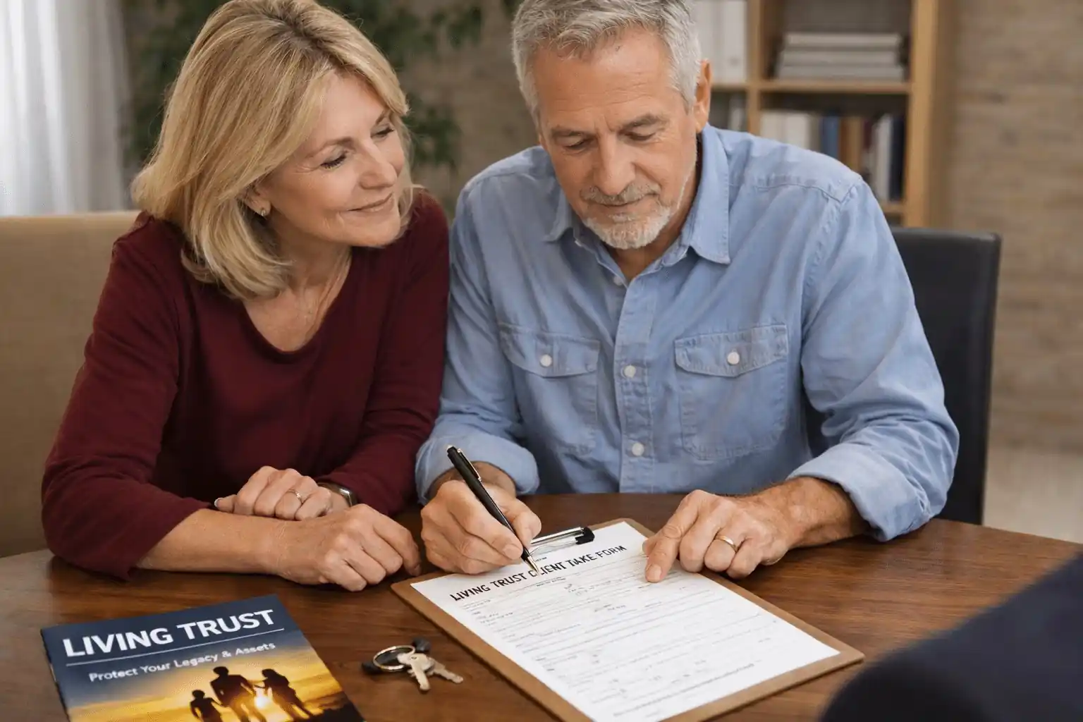 Nevada homeowner completing living trust paperwork with a registered document preparation service