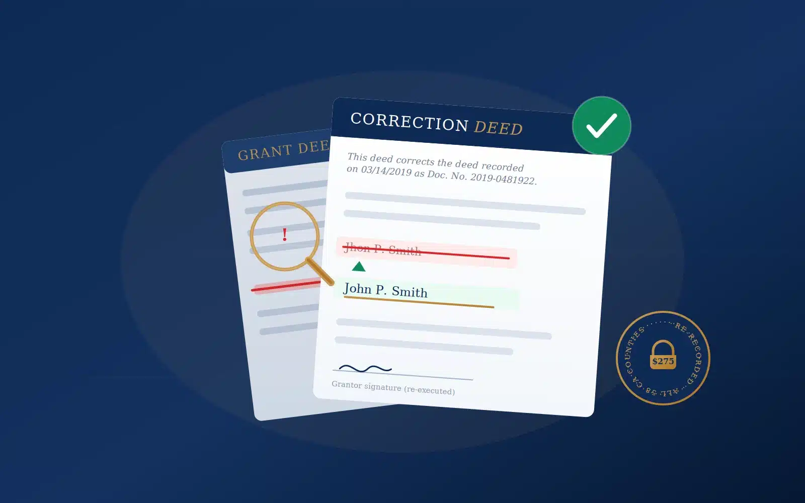Illustration of a Nevada correction deed fixing an error on a recorded deed